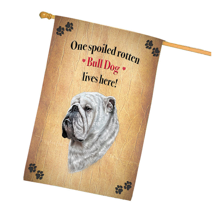 Spoiled Rotten Bulldog House Flag Outdoor Decorative Double Sided Pet Portrait Weather Resistant Premium Quality Animal Printed Home Decorative Flags 100% Polyester FLG68258