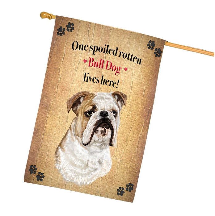 Spoiled Rotten Bulldog House Flag Outdoor Decorative Double Sided Pet Portrait Weather Resistant Premium Quality Animal Printed Home Decorative Flags 100% Polyester FLG68254