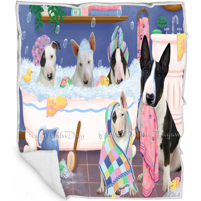 Rub A Dub Dogs In A Tub Bull Terriers Dog Blanket BLNKT130386
