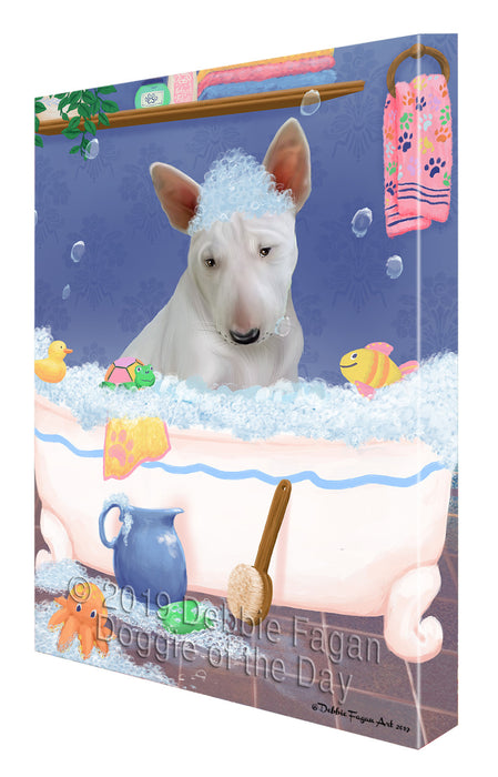 Rub A Dub Dog In A Tub Bull Terrier Dog Canvas Print Wall Art Décor CVS142433