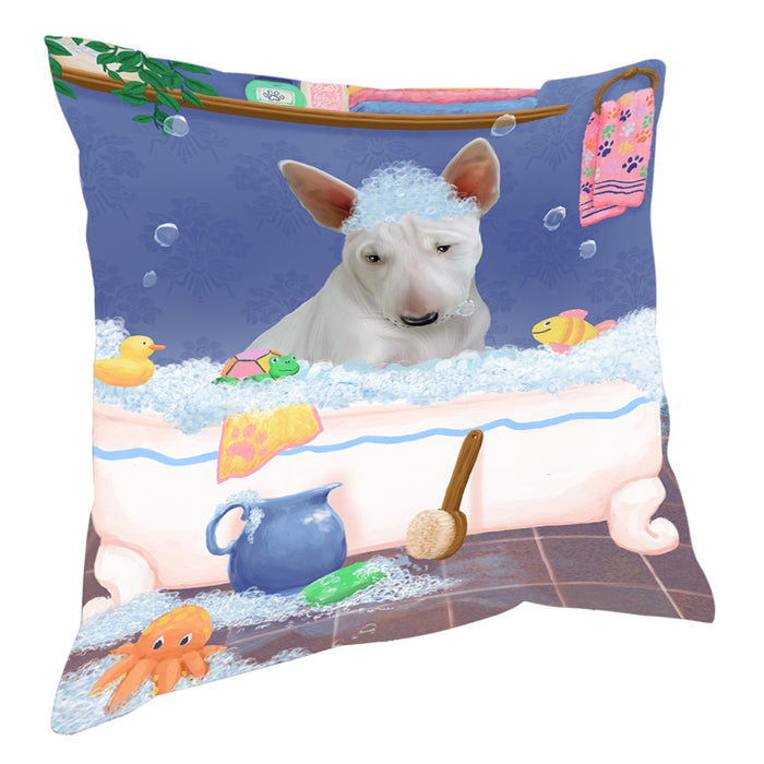 Rub A Dub Dog In A Tub Bull Terrier Dog Pillow with Top Quality High-Resolution Images - Ultra Soft Pet Pillows for Sleeping - Reversible & Comfort - Ideal Gift for Dog Lover - Cushion for Sofa Couch Bed - 100% Polyester, PILA90430