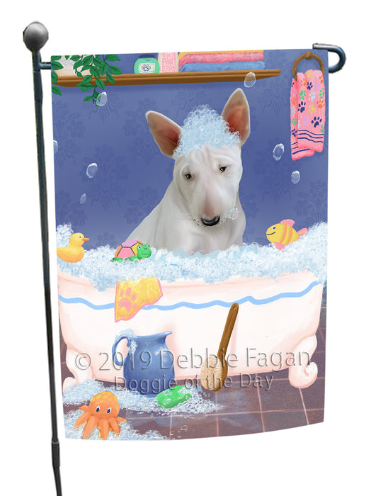 Rub A Dub Dog In A Tub Bull Terrier Dog Garden Flag GFLG66181
