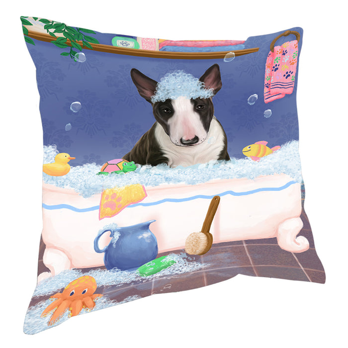Rub A Dub Dog In A Tub Bull Terrier Dog Pillow with Top Quality High-Resolution Images - Ultra Soft Pet Pillows for Sleeping - Reversible & Comfort - Ideal Gift for Dog Lover - Cushion for Sofa Couch Bed - 100% Polyester, PILA90433