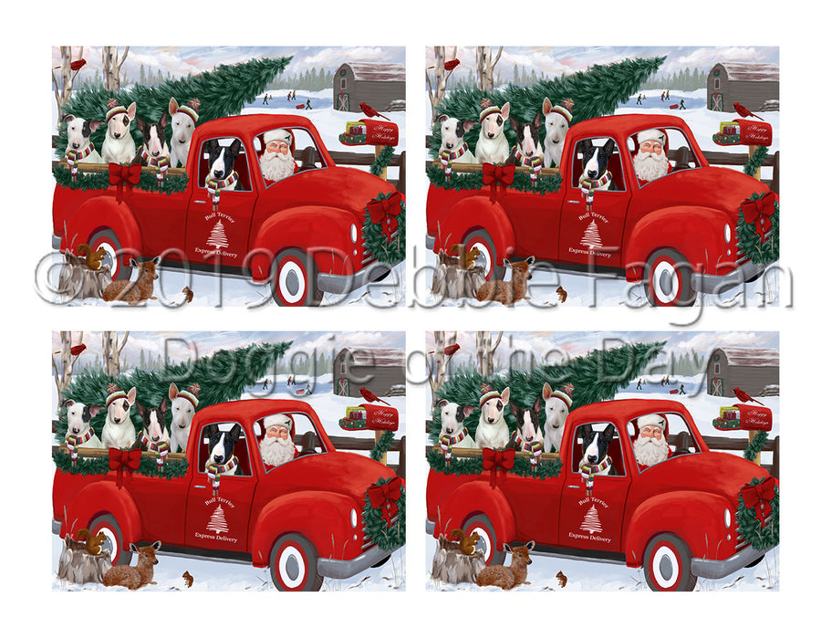 Christmas Santa Express Delivery Red Truck Bull Terrier Dogs Placemat