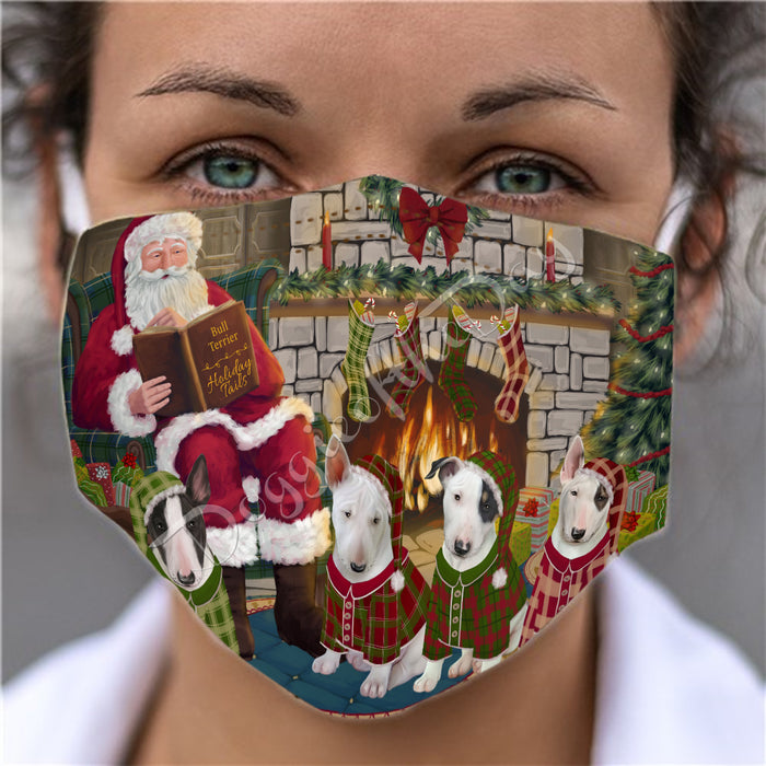 Christmas Cozy Holiday Fire Tails Bull Terrier Dogs Face Mask FM48617