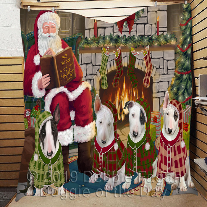 Christmas Cozy Holiday Fire Tails Bull Terrier Dogs Quilt