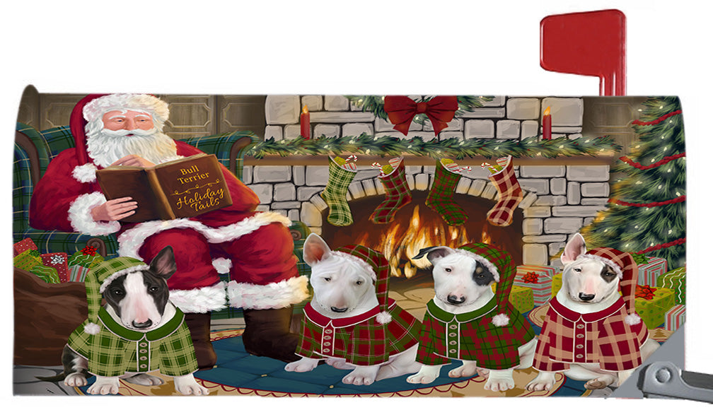 Christmas Cozy Holiday Fire Tails Bull Terrier Dogs 6.5 x 19 Inches Magnetic Mailbox Cover Post Box Cover Wraps Garden Yard Décor MBC48888