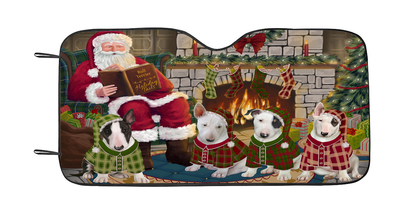 Christmas Cozy Holiday Fire Tails Bull Terrier Dogs Car Sun Shade