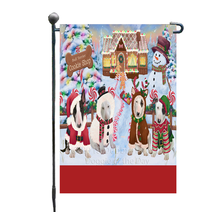 Personalized Holiday Gingerbread Cookie Shop Bull Terrier Dogs Custom Garden Flags GFLG-DOTD-A59190