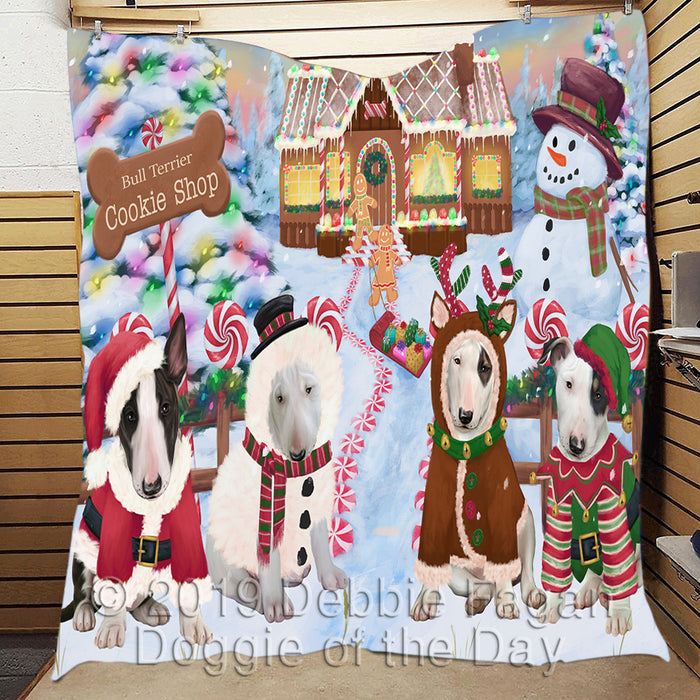 Holiday Gingerbread Cookie Bull Terrier Dogs Quilt