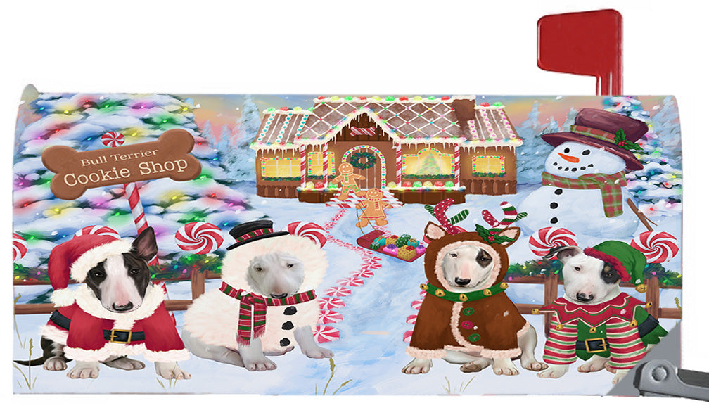 Christmas Holiday Gingerbread Cookie Shop Bull Terrier Dogs 6.5 x 19 Inches Magnetic Mailbox Cover Post Box Cover Wraps Garden Yard Décor MBC48977