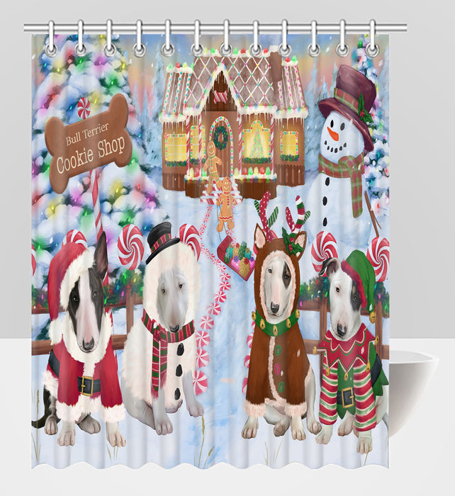 Holiday Gingerbread Cookie Bull Terrier Dogs Shower Curtain