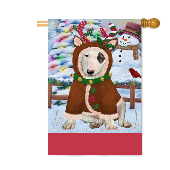 Personalized Gingerbread Candyfest Bull Terrier Dog Custom House Flag FLG63767