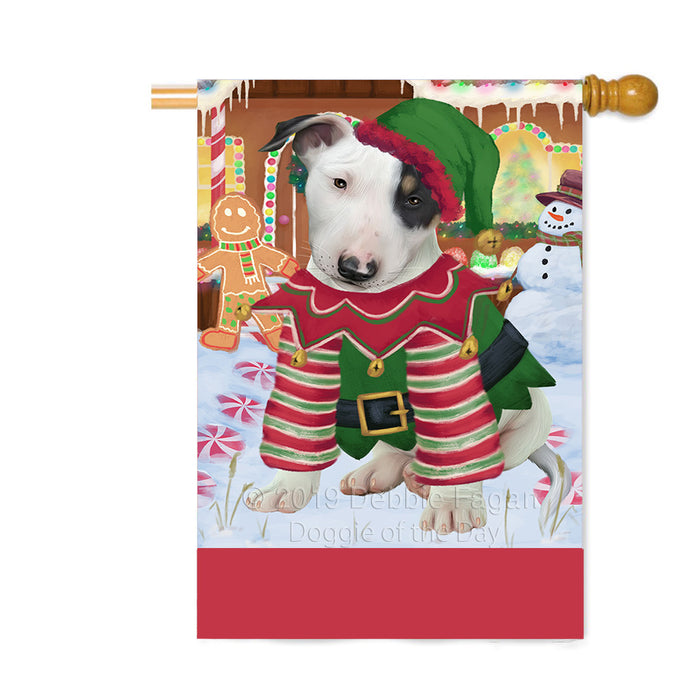Personalized Gingerbread Candyfest Bull Terrier Dog Custom House Flag FLG63768