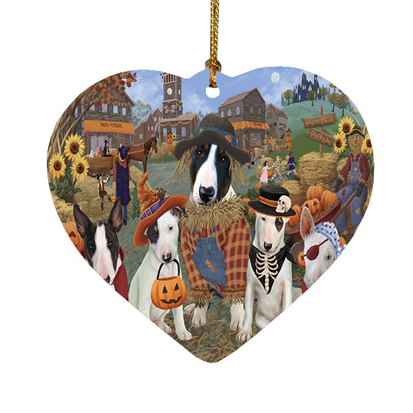 Halloween 'Round Town Brittany Spaniel Dogs Heart Christmas Ornament HPOR57481