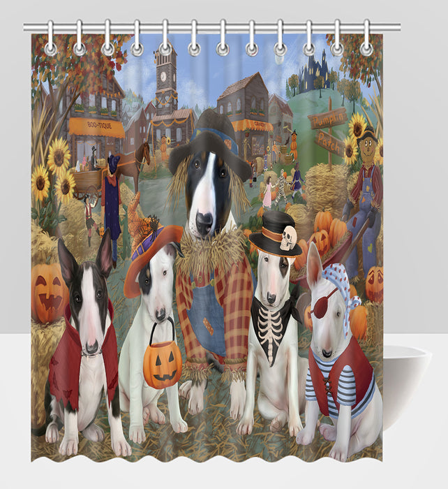 Halloween 'Round Town Bull Terrier Dogs Shower Curtain