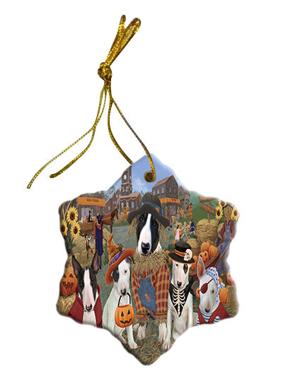 Halloween 'Round Town Bull Terrier Dogs Star Porcelain Ornament SPOR57482