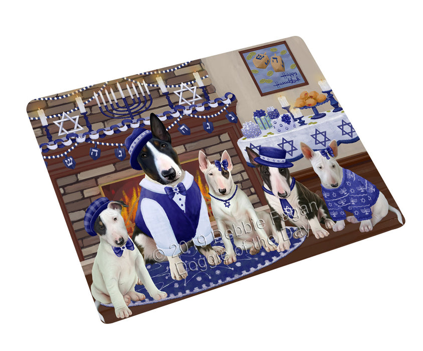 Happy Hanukkah Family and Happy Hanukkah Both Bull Terrier Dogs Magnet MAG77611 (Small 5.5" x 4.25")