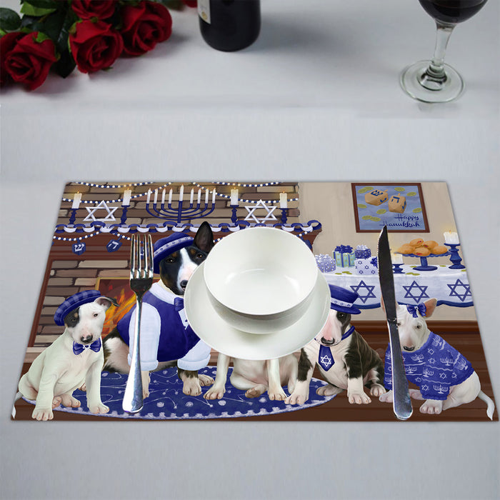 Happy Hanukkah Family Bull Terrier Dogs Placemat
