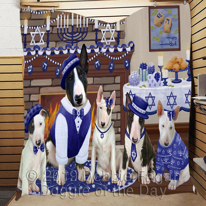 Happy Hanukkah Family and Happy Hanukkah Both Bull Terrier Dogs Quilt