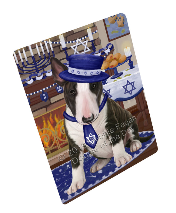 Happy Hanukkah Family and Happy Hanukkah Both Bull Terrier Dog Large Refrigerator / Dishwasher Magnet RMAG105054