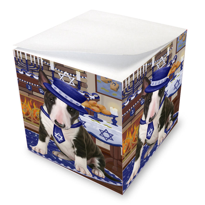 Happy Hanukkah Family Bull Terrier Dogs note cube NOC-DOTD-A56688