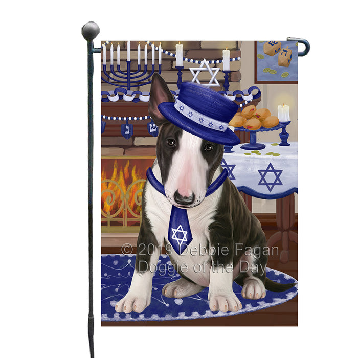 Happy Hanukkah Family and Happy Hanukkah Both Bull Terrier Dog Garden Flag GFLG65704