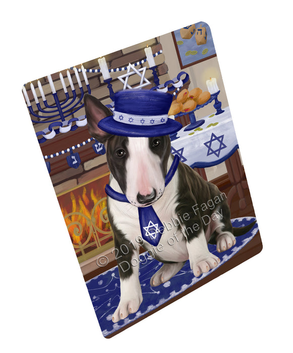 Happy Hanukkah Family and Happy Hanukkah Both Bull Terrier Dog Magnet MAG77443 (Small 5.5" x 4.25")