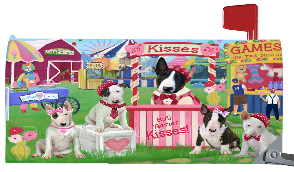 Carnival Kissing Booth Bull Terrier Dogs Magnetic Mailbox Cover Both Sides Pet Theme Printed Decorative Letter Box Wrap Case Postbox Thick Magnetic Vinyl Material