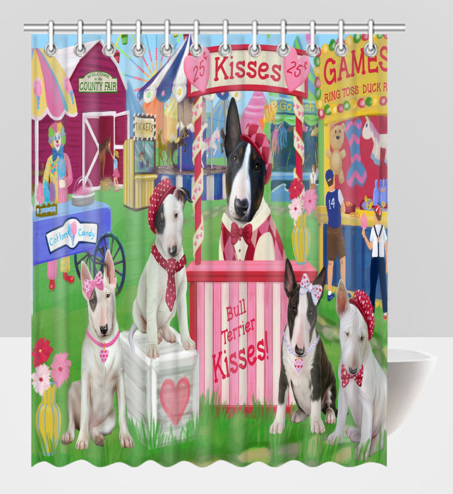 Carnival Kissing Booth Bull Terrier Dogs Shower Curtain