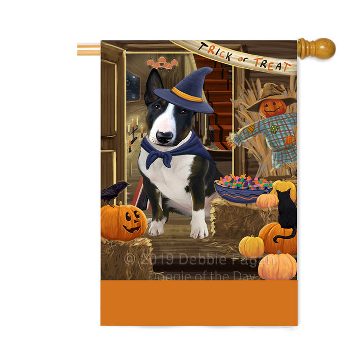 Personalized Enter at Own Risk Trick or Treat Halloween Bull Terrier Dog Custom House Flag FLG-DOTD-A59562