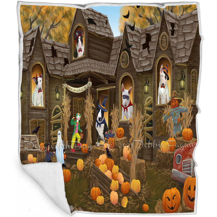 Haunted House Halloween Trick or Treat Bull Terriers Dog Blanket BLNKT93009