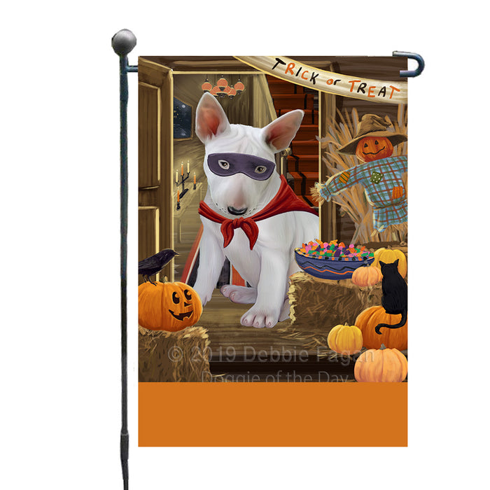 Personalized Enter at Own Risk Trick or Treat Halloween Bull Terrier Dog Custom Garden Flags GFLG-DOTD-A59508
