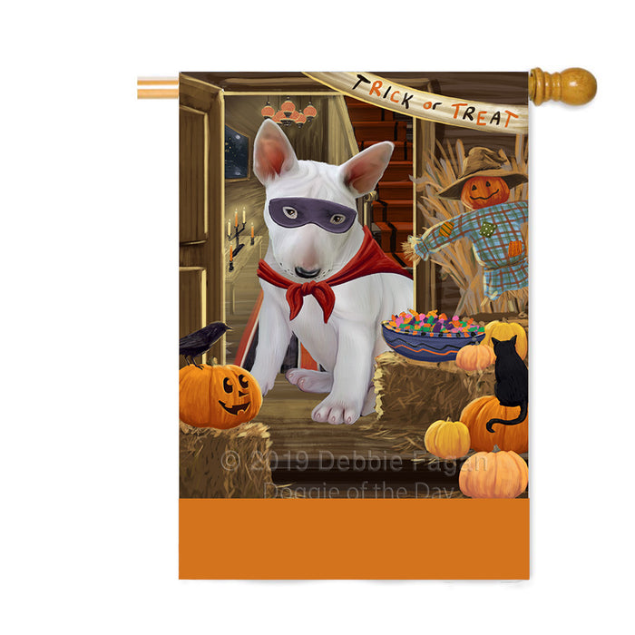 Personalized Enter at Own Risk Trick or Treat Halloween Bull Terrier Dog Custom House Flag FLG-DOTD-A59564