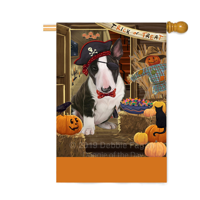 Personalized Enter at Own Risk Trick or Treat Halloween Bull Terrier Dog Custom House Flag FLG-DOTD-A59565