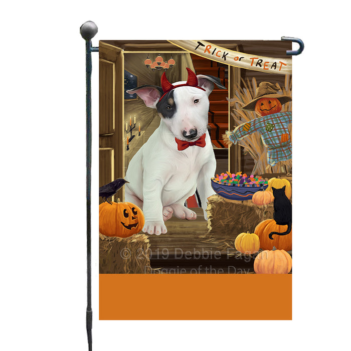 Personalized Enter at Own Risk Trick or Treat Halloween Bull Terrier Dog Custom Garden Flags GFLG-DOTD-A59510
