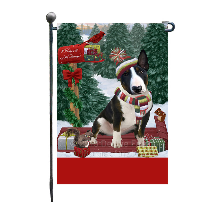 Personalized Merry Christmas Woodland Sled  Bull Terrier Dog Custom Garden Flags GFLG-DOTD-A61528