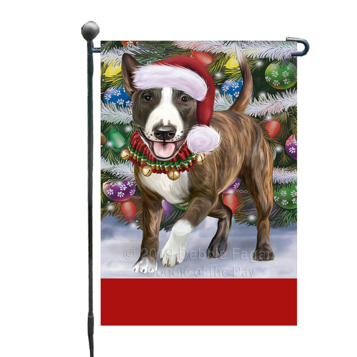 Personalized Trotting in the Snow Bull Terrier Dog Custom Garden Flags GFLG-DOTD-A60683