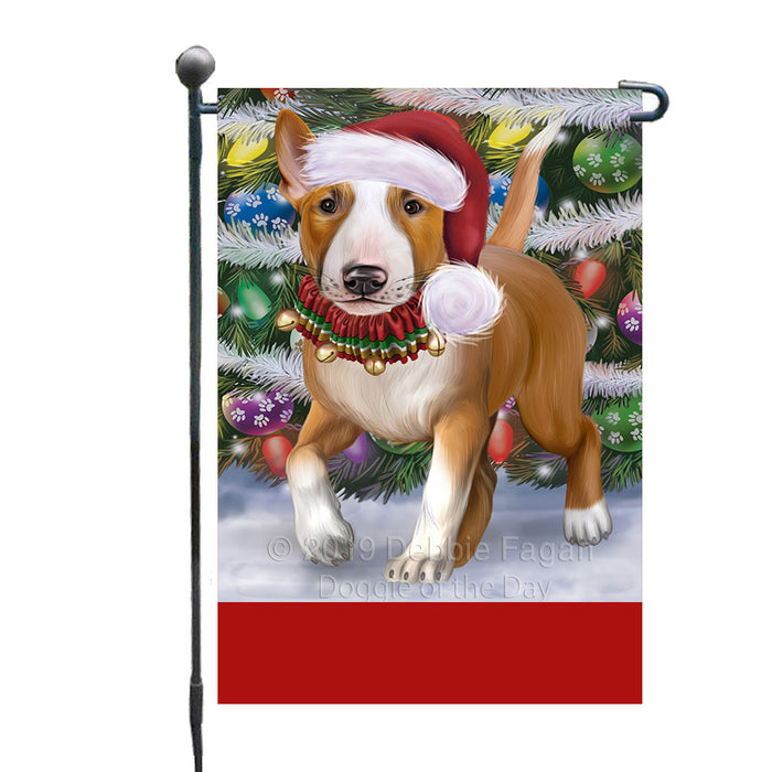 Personalized Trotting in the Snow Bull Terrier Dog Custom Garden Flags GFLG-DOTD-A60684