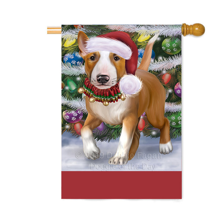 Personalized Trotting in the Snow Bull Terrier Dog Custom House Flag FLG-DOTD-A60740