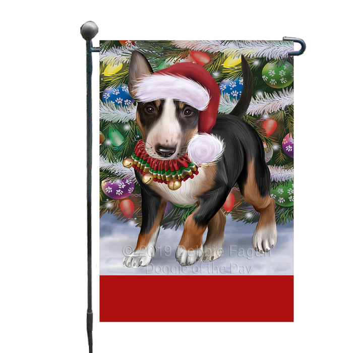 Personalized Trotting in the Snow Bull Terrier Dog Custom Garden Flags GFLG-DOTD-A60685