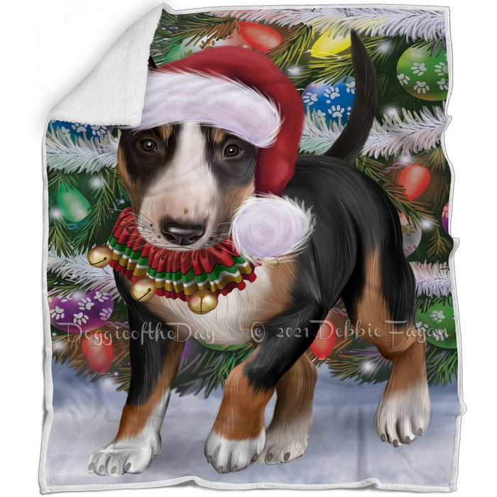 Trotting in the Snow Bull Terrier Dog Blanket BLNKT142762