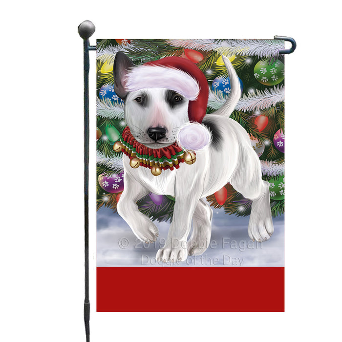 Personalized Trotting in the Snow Bull Terrier Dog Custom Garden Flags GFLG-DOTD-A60686