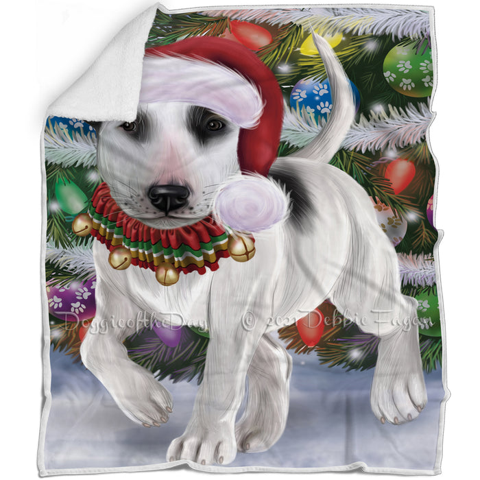 Trotting in the Snow Bull Terrier Dog Blanket BLNKT142763