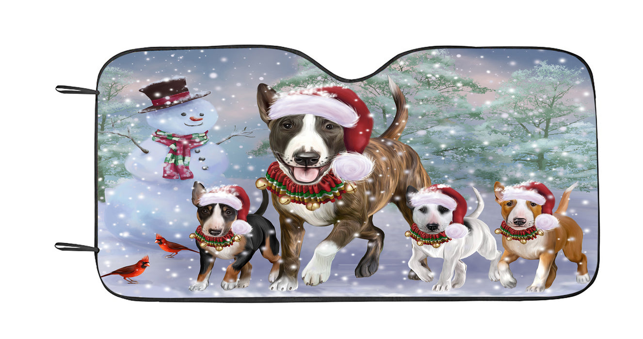 Christmas Running Family Bull Terrier Dogs Car Sun Shade