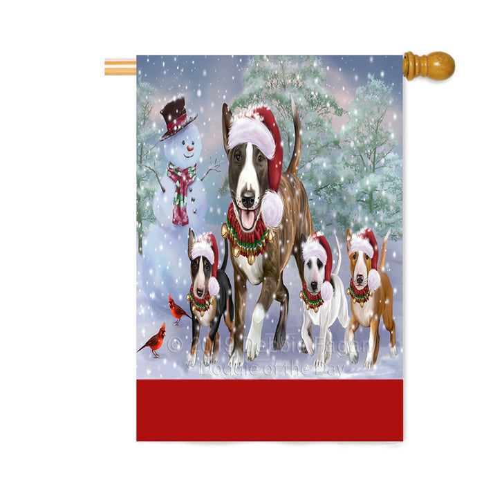 Personalized Christmas Running Family Bull Terrier Dogs Custom House Flag FLG-DOTD-A60377
