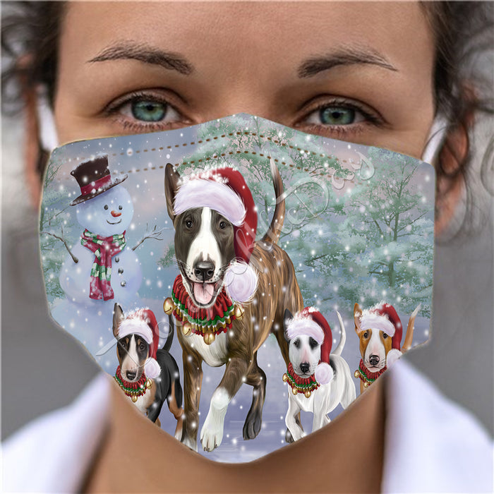 Christmas Running Fammily Bull Terrier Dogs Face Mask FM48703