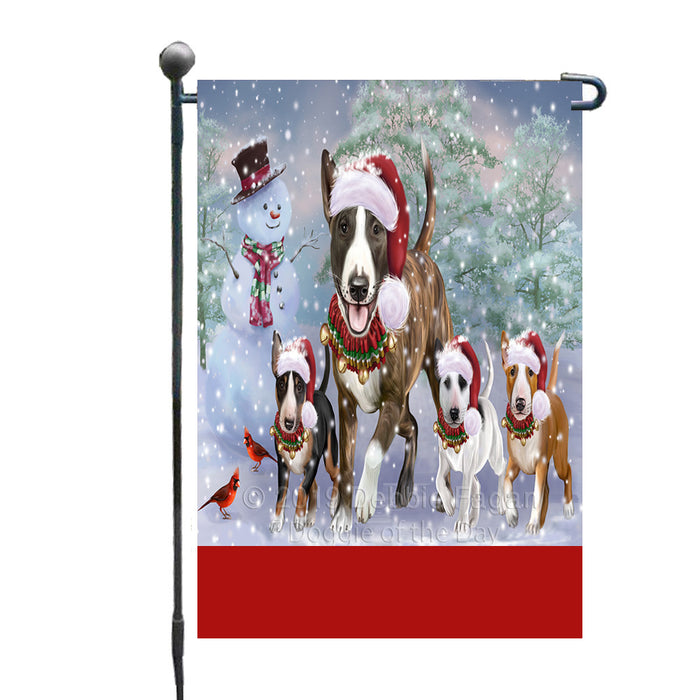 Personalized Christmas Running Family Bull Terrier Dogs Custom Garden Flags GFLG-DOTD-A60321