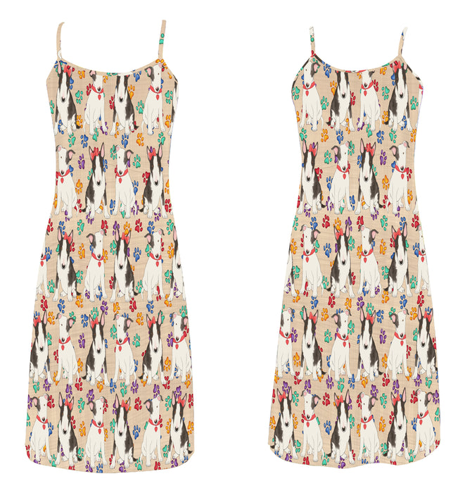 Rainbow Paw Print Bull Terrier Dogs Red Alcestis Slip Dress