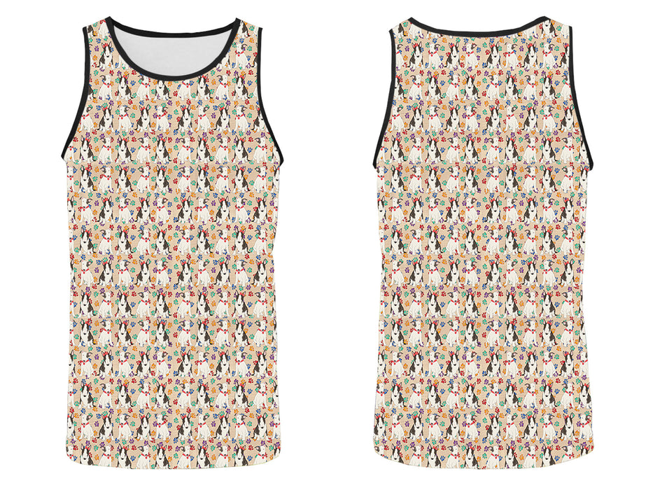 Rainbow Paw Print Bulldog Dogs Red All Over Print   Men's Tank Top